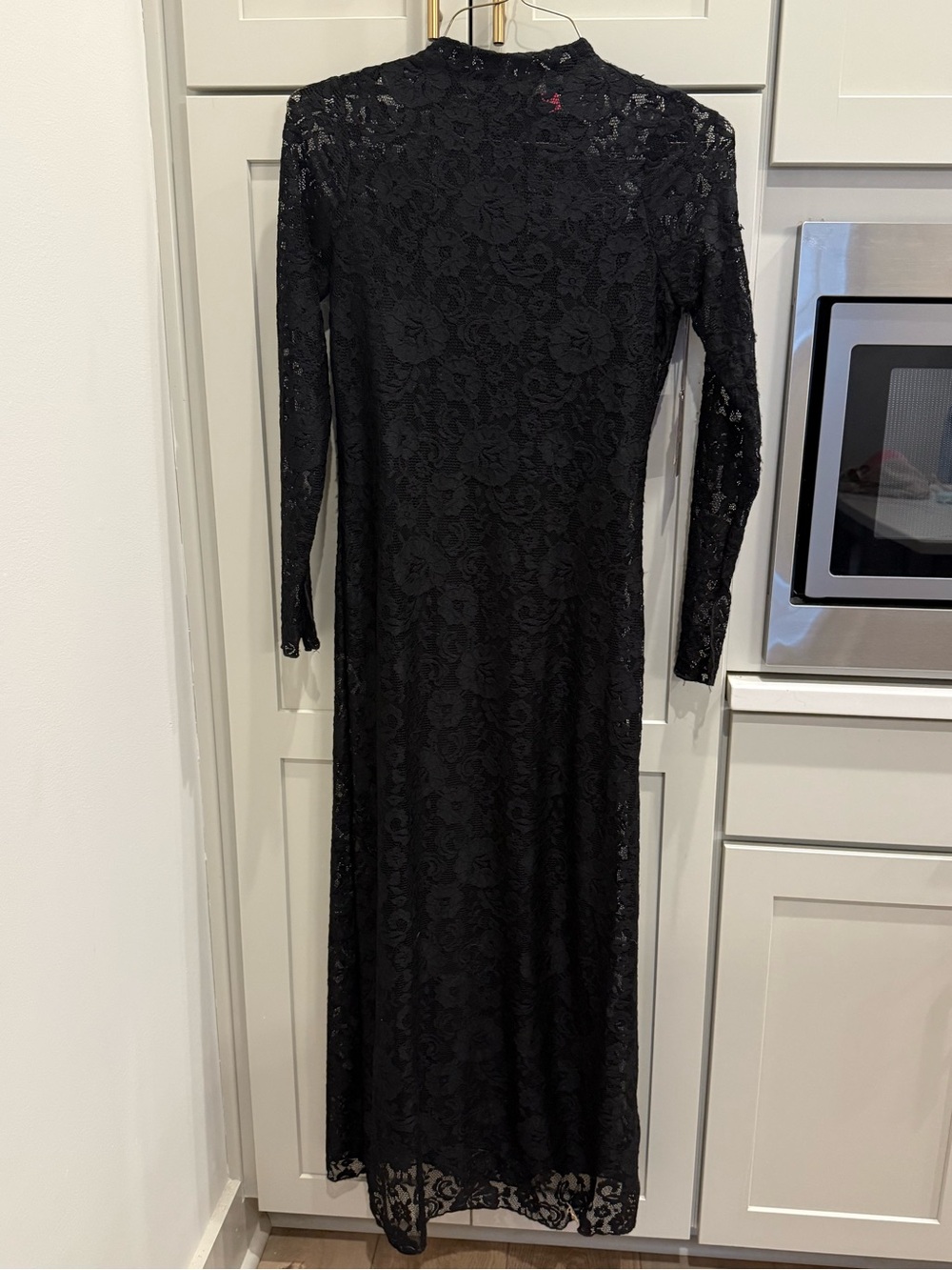 NWT Vince Camuto Long Black Lace Semi Formal Dress $119 XS